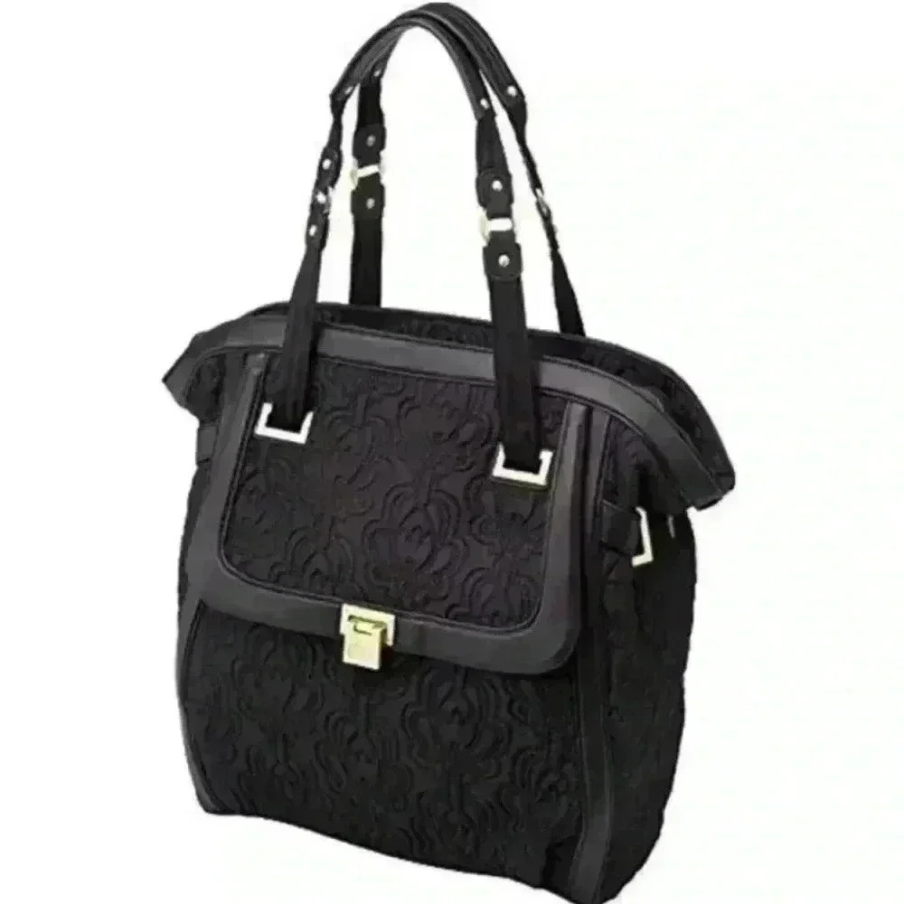 Petunia Pickle Botton Onyx Continental Black Carryall Purse Diaper Bag Black
